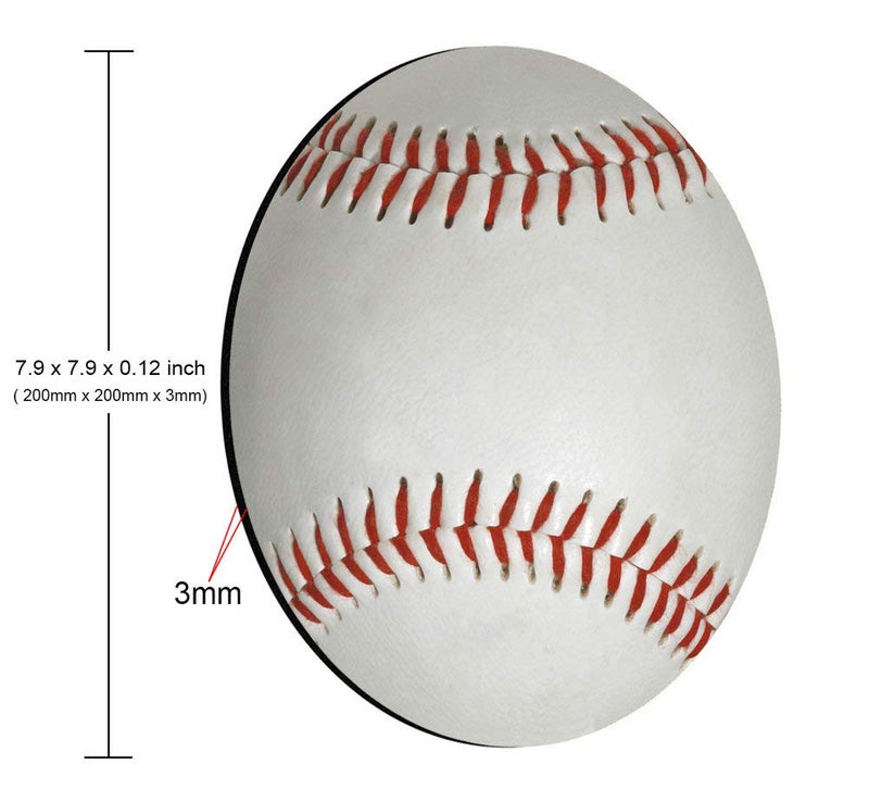 Smooffly Round Mouse Pad Custom,Baseball Design Customized Round Non-Slip Rubber Mousepad Gaming Mouse Pad Size 7.9 x 7.9 x 0.12 Inch - Image 2